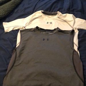 Short and muscle shirts. Compression size medium for boys. Tight fit